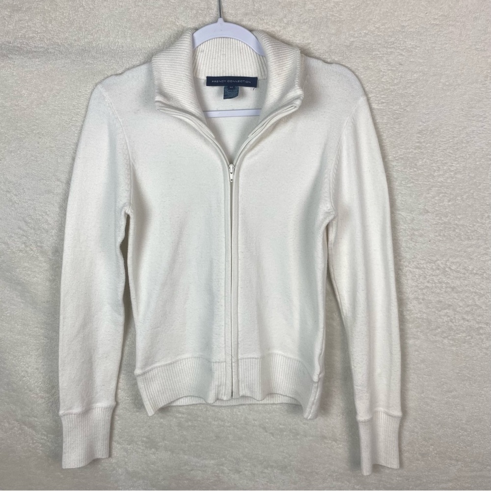 French Connection Women's Hick Neck Zip Sweater Beige Size‎ Medium Soft